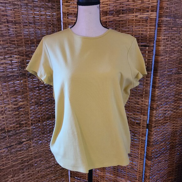 Vintage Eileen Fisher Women's Top Shirt Y2K Sz M Cap Sleeve Green 100% Cotton - Picture 1 of 5